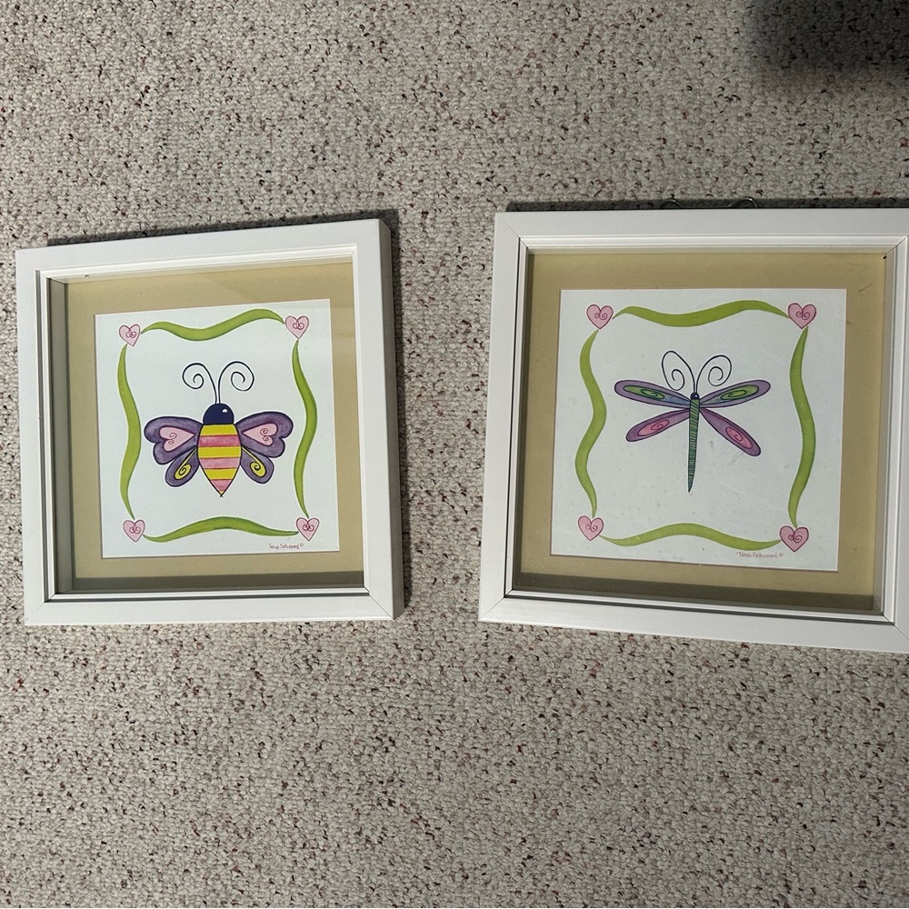 Framed Butterfly and Dragonfly Art Set